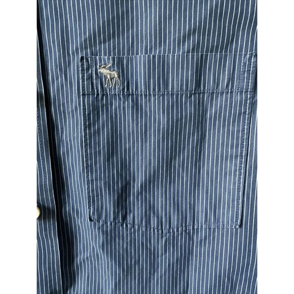 Abercrombie & Fitch Shirt Mens XL Blue White Stripe Muscle Long Sleeve Button Up - Picture 4 of 4